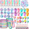 Capoda 122 Pcs Mermaid Party Favors for Girls Mermaid Theme Bracelets Keychains Pin Badges Stampers Rings Stickers Organza Bags for Piñata Stuffers Goodie Bag Fillers Mermaid Birthday Decorations