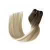 Weft Hair Extensions Human Hair Brown Highlights Platinum Blonde Sew in Hair Extensions Real Human Hair Brown Hair Weft Extensions Human Hair Weave 14inch 80g for Full Head