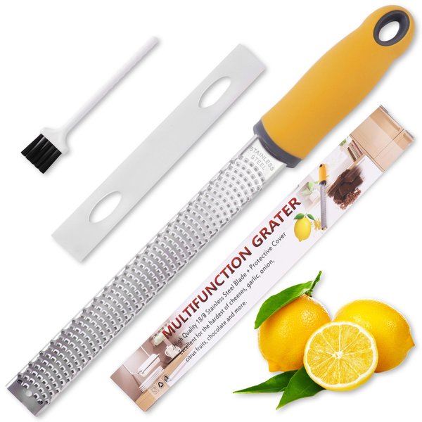 Lemon Zester Grater, Citrus Zester Grater with Handle, Kitchen Gadgets for Cheese, Lemon, Chocolate, Nutmeg, Ginger, Fruit, Vegetable, Stainless Steel Micro Cheese Grate, Dishwasher Safe(Narrow)