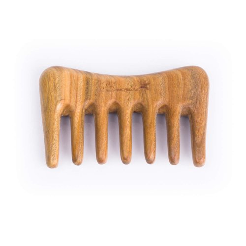 Breezelike Wide Tooth Hair Comb - Natural Mini Wood Comb for Curly Hair - No Static Sandalwood Hair Pick Wooden Comb for Detangling