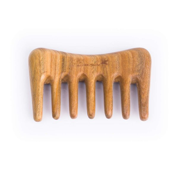Breezelike Wide Tooth Hair Comb - Natural Mini Wood Comb for Curly Hair - No Static Sandalwood Hair Pick Wooden Comb for Detangling