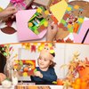Domensi 24 Set Thanksgiving Craft for Kids Tree of Thanks Picture Frame Magnet Craft Kit with Magnet Picture Frame Tree of Thanks Leaves Cards DIY Craft for Thanksgiving Party Favors Family Dinner