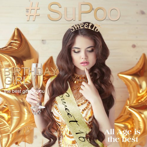 SuPoo 16th Birthday Crown and Sash Kit Gold Sweet 16 Tiara Headband 16th Birthday Decorations for Girls Sweet 16 Sash Happy Sixteen Party Decorations Party Favors Birthday Girl Headband