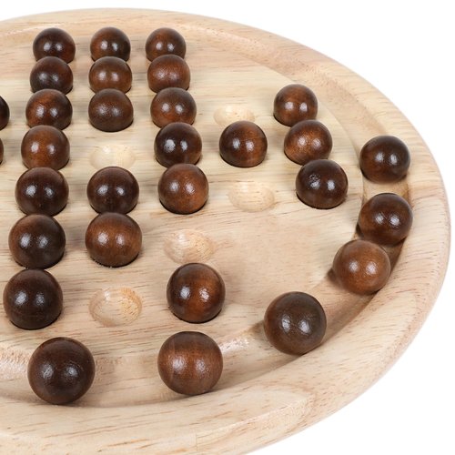 Gothink Solid Wood Solitaire Game, Classic Handcrafted Marble Solitaire Board Game Wood Toy with 33 Smooth Wooden Marble, Strategic Mind Game for Kids and Adults