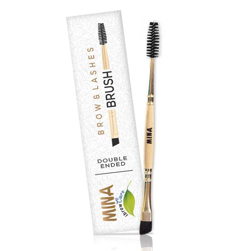 Mina ibrow Duo Mascara Eyebrow Brush | Premium Quality Angled Eyebrow Brush And Spoolie Brush For Eyebrow Pomade, Henna, Liner, Shaper, Wax, Lamination, Tint & Makeup