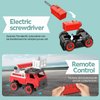 TOYTWIST Take Apart Toy Fire Truck with Electric Screwdriver, Hands-on Skill Remote Control Toy Car Construction Set Indoor/Outdoor Play STEM Learning Game, Present for Boys and Girls