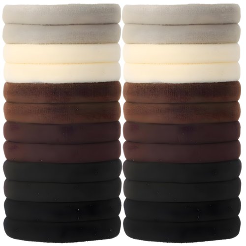 Ouchless hair ties,100 Pcs Stretchy Elastic Girls Hair Ties for Women Seamless Brown Hair Ties No Damage for Thick Hair 5 Color Soft Ponytail Holders Rubber Bands Hair Accessories for Girls Bulk