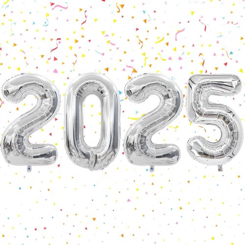 2025 Balloons Silver 40 inch 2025 Foil Number Balloons, New Years Balloons for New Years Decorations 2025, New Years Eve Party Supplies, Christmas, Birthday Party Decorations