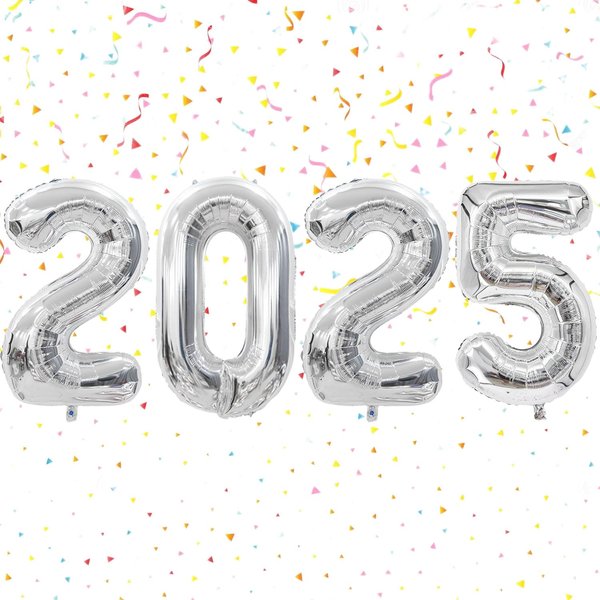 2025 Balloons Silver 40 inch 2025 Foil Number Balloons, New Years Balloons for New Years Decorations 2025, New Years Eve Party Supplies, Christmas, Birthday Party Decorations