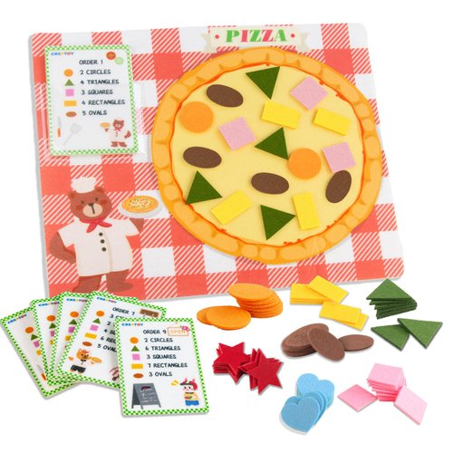 Creatoy Pizza Counting Toys Toddler, Kids Shapes Sorting Toys, Preschool Math Games, Number & Shapes & Colors Recognition, Manipulatives for Homeschool Must Haves