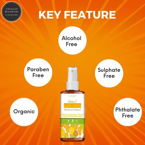 Unisaif Vitamin C Toner for Face – Vitamin C Glow Sensitive Skin Toner | Facial Toner for Brighter Smoother Skin | Face Toner for Women & Men (3.38Fl oz 100 ml)