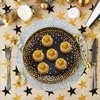 48-Pack Black and Gold Party Plates, 7 Inch Paper Plates for Birthday Cake and Desserts