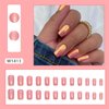 Pink Chrome Press on Nails Medium Square Fake Nails Aurora False Nails with Design Glossy Glue on Nails Bright Shiny Acrylic Nails Pearl Flash Artificial Nails for Women Nail Art Decoration 24pcs
