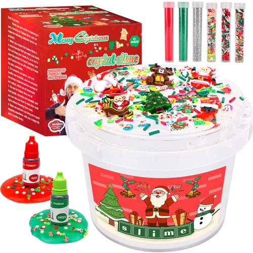 Christmas Elastic Non-Stick Slime, Clear Slime, Christmas Slime Bulk Perfect for Birthday Gifts, Slime Kits, boy Slime Kits, Boy's Christmas Stocking Pads, Christmas Stocking Filler Kid Slime