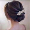 Hair Barrettes for Women, Rhinestone Pearl Hair Clips Sparkle Hair Barrettes Crystal Hair Clips for Women Girls Fancy Bridal Hair Clips Wedding Hair Accessories (Gold)