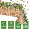PIXHOTUL 4 Pack Hawaiian Luau Grass Tablecloths, Hawaii Luau Table Skirt Party Decorations, Tropical Palm Tablecover for Summer Beach BBQ Tropical Ahola Party Baby Shower, 86 x 51in (4)