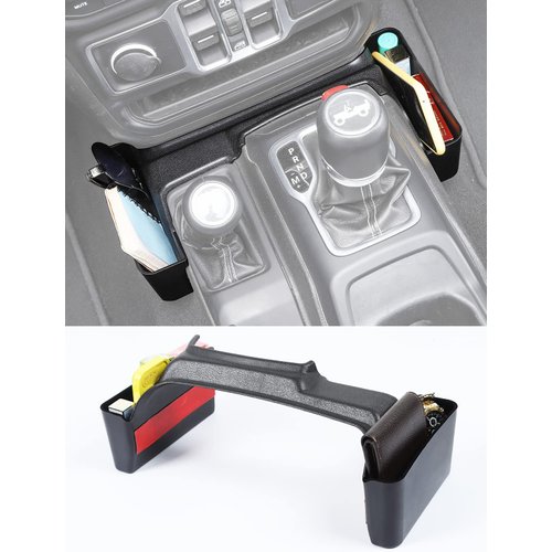 Savadicar GT-2 Shifter Storage Box with Microfibers, Gear Shift Side Tray, Center Console Organizer for 2018-2024 Jeep Wrangler JL JLU 4XE & Gladiator JT, Interior Accessories, Black,1 PC