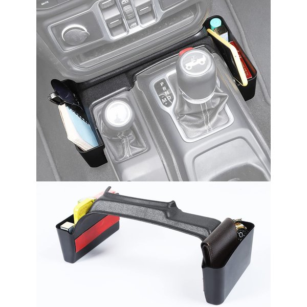 Savadicar GT-2 Shifter Storage Box with Microfibers, Gear Shift Side Tray, Center Console Organizer for 2018-2024 Jeep Wrangler JL JLU 4XE & Gladiator JT, Interior Accessories, Black,1 PC