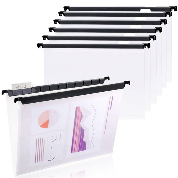 Letter Size Clear Hanging File Folders Hanging Document Folder Plastic Transparent Hanging File Folder for File Cabinets Document Filing (10, Transparent)