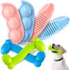 Skylety 6 Pieces Puppy Teething Chew Rings Toys Rubber Bone-Shaped Puppy Teething Toy Pet Teething Toy for 2-8 Months Cleaning and Relieving Itching