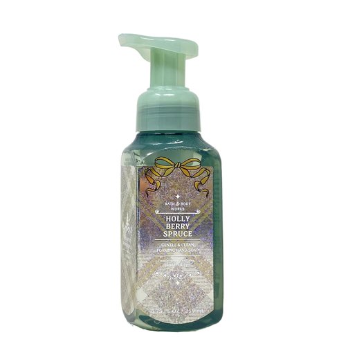 Bath & Body Works Holly Berry Spruce 2 Pack Gentle & Clean Foaming Hand Soap Bundle with a Natural Oats Sample Soap