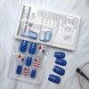 24pcs Short Square Press on Nails Independence Day Fake Nails with Glue 4th of July Blue Red White Nail Design Star Stripes False Nails for Women and Girls Full Cover Nail Tip Stick on Nails