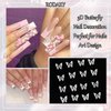 RODAKY 50PCS Butterfly Nail Charms 3D Silver Butterflies Charms for Nails Alloy Butrtefly Nail Gems Nail Decoration for Manicure DIY Design Silver Nail Art Accessories