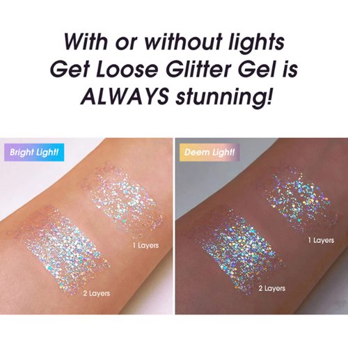 Melemando Holographic Body Glitter Gel 8 Colors Changing Ultra-fine Glitter Gel Long Lasting Waterproof Glitter Gel Makeup for Face Body Lip and Hair (Color 02)