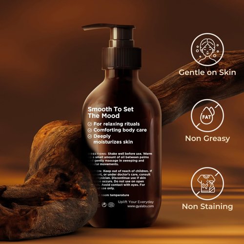 Gya Labs Relaxing Massage Oil - Ylang Ylang, Rose Geranium and Organic Argan Infused Body Oil for Skin - Natural Massage Oil for Massage Therapy (6.76 fl oz)