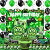 Green Gamer Birthday Party Decoration - 217Pcs Video Game Gaming Party Supplies For Boys Birthday Party - Backdrop, Table Cover, Plates, Cups, Napkins, Utensils, Hanging Swirls, Cupcake Topper, Cake