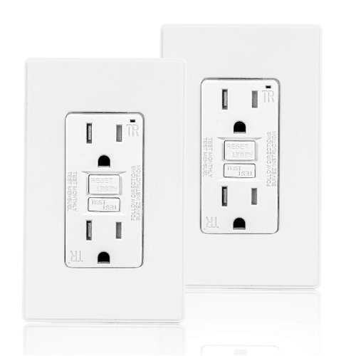 Coby 15 Amp GFCI Outlet, 5-15R Narrow Design GFI Dual Receptacle, TR Tamper Resistant with LED Indicator, with Wall Plate, UL Listed (Pack of 2)