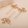 Rumtock 3pcs Champagne Hair Piece Handmade Crystal Hair Pins for Wedding Brides Women Girls Hair Styling Jewelry (Champagne)
