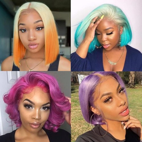 Jiumido Bob Wigs Human Hair 13x4 Lace Frontal Wigs for Women Human Hair 180% Density Brazilian Virgin Human Hair (14 inch, Bob Wig Human Hair)