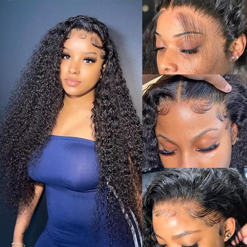 Ksflaae 13x6 lace Front Wigs Human Hair 180% Density Water Wave Lace Front Wigs Human Hair Pre Plucked with Baby Hair HD Transparent Lace Frontal Wigs Wet and Wavy Wigs Human Hair 24 inch