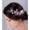 Sither Flower Hair Clip for Wedding Purple Hair Comb for Women Hair Accessories for Bride Hair Clip Headpiece for Wedding Party Prom Gift
