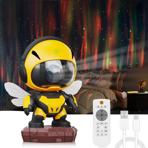 2024 New Little Bee Robot Toy Colorful Projector Lamp, Star Projector Galaxy Night Light, LED Lamp, Children's Room Decoration Aesthetics, Suitable for Christmas, Birthday, Valentine's Day Gifts