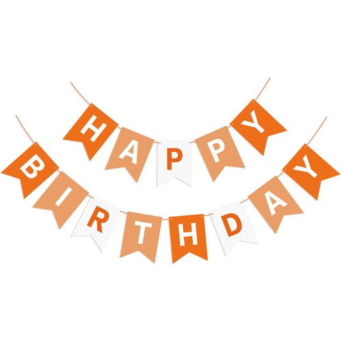 Eaezerav Orange Happy Birthday Banner Bunting Banner Sign, Birthday Garland Tea Party Decorations, Fall Halloween Thanksgiving Birthday Party Supplies for Kids and Adults