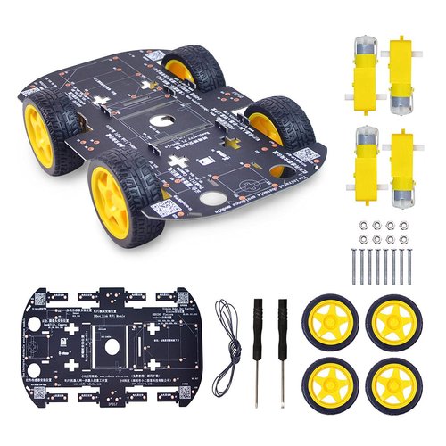 Robot Kit 4WD Robot Car Smart Chassis Kit with 4 TT Motor for UNO R3/Mega 2560/Raspberry Pi/Jetson Nano, Smart Robot Car Chassis DIY Learning Kit