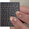 8 Sheets Metallic Nail Art Stickers, Heart Love Nail Decals 3D Self Adhesive Gold Silver Rose Gold White Nail Designs, Heart Nail Sticker for French DIY Nail Decoration Manicure Accessories for Women