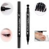 Pinkiou 2 in 1 Double-headed Liquid Eyeliner Pen Stamp Super Slim Gel Felt Tip High Pigment Black Waterproof Smudgeproof Long Lasting Makeup Tool(Heart)