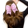 2Pcs Breast Cancer Awareness Cheerleader Bow Ponytail Holders Elastic Hair Tie for Cheerleaders Pink Ribbon Hair Bow for Women Hair Accessories for Breast Cancer Month