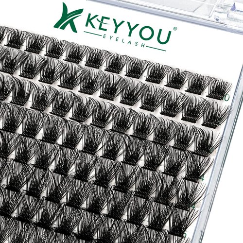 Lash Clusters 96pcs Individual Lashes Y03 D Curl 10-18MIX Cluster Lashes KEYYOU Volume Wispy Lash Extension Soft&Comfortable Easy DIY at Home(Y03 D-10-18MIX)
