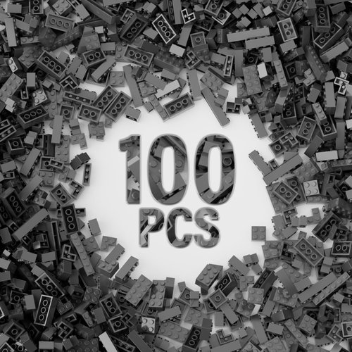 100 Piece Dark Gray Bricks Bulk, 12 Size Dark Grey Classic Building Blocks Bricks, Compatible with Lego Parts and Pieces(Color: Dark Gray)