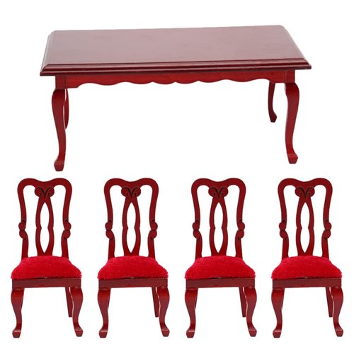 1 Set Vintage Dining Chair Set Mini Furniture Miniature Toy Miniature Furniture Miniature Table Stool Miniature House Table Chairs Furniture Model Tiny House Furniture