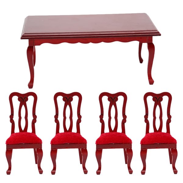 1 Set Vintage Dining Chair Set Mini Furniture Miniature Toy Miniature Furniture Miniature Table Stool Miniature House Table Chairs Furniture Model Tiny House Furniture