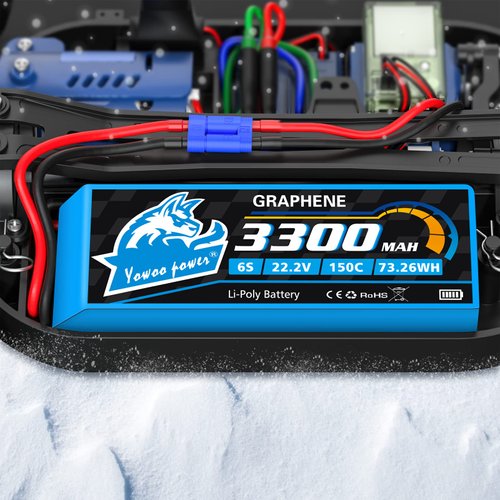 Yowoo 6S RC Lipo Battery 3300mAh 150C 22.2v Graphene Batteries with EC5 Plug for Align Trex 500-550 Goblin 500 Goblin 630 Gaui Helicopter RC Car Boat Truck Heli Airplane Quadcopter