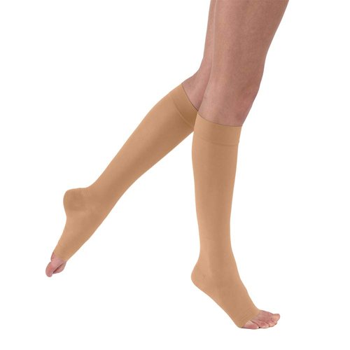 JOBST UltraSheer Knee High 15-20 mmHg Compression Stockings, Open Toe, Medium, Sun Bronze