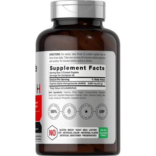 Horbäach Nitric Oxide Max 3600mg | 120 Caplets | with Arginine AAKG for Men and Women | Vegetarian, Non-GMO, & Gluten Free Pre Workout Supplement