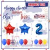 LXlucktim Chugga Chugga Two Two Party Decorations, 133 Pcs Ttrain Second 2nd Birthday Party Supplies for Boys Baby - Banner, Cake Toppers, Balloons, Tablecloth, Centerpieces, Crown, Poster