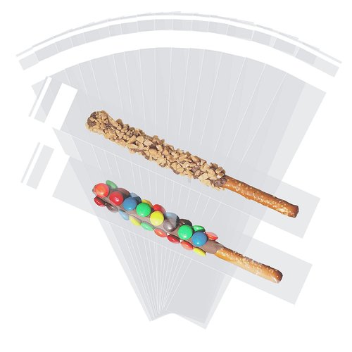 200 Pcs Pretzel Bags 2x10 Inches, Thickened Pretzel Rod Bags, Self Sealing Cellophane Bags, Pretzels Individual Bags Clear, Prezetels Sticks Bags Food Safe Bags for Chocolate, Candies, Cookies